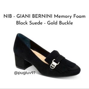 LOOK - NIB - Women’s GIANI BERNINI Suede Loafer Memory Foam Pumps Black 9M